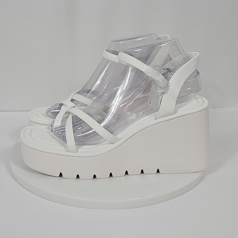NIB Steve Madden Vaultt Platform Wedge Sandals Strappy Caged Chunky Heel White 9 - Picture 9 of 16